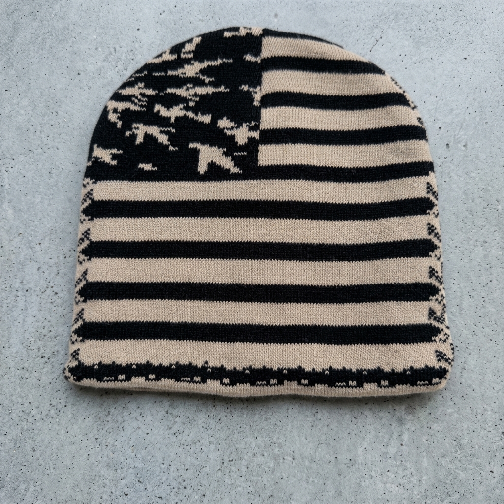 Bleached Black beanie — front view